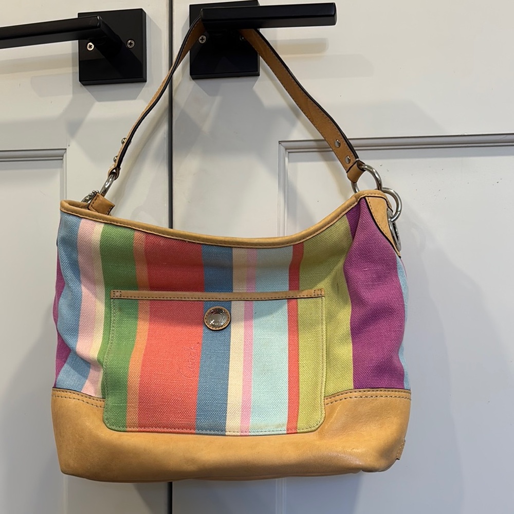 Coach Colorful Striped Shoulder Bag